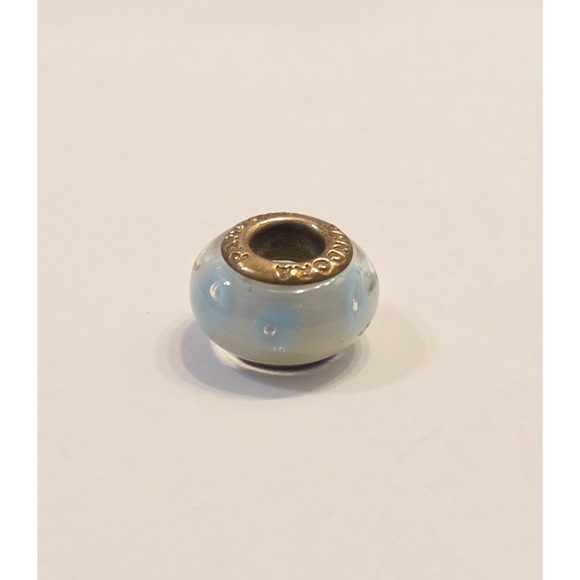 Pandora Jewelry - Vintage Pandora Blue White Murano Glass Slide Bead